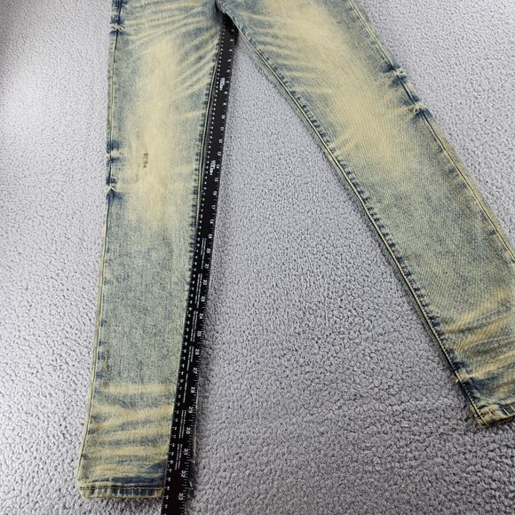 mnml Jeans Mens 31 Blue Skinny Fit Distressed X146 Stretch Denim - Picture 10 of 16